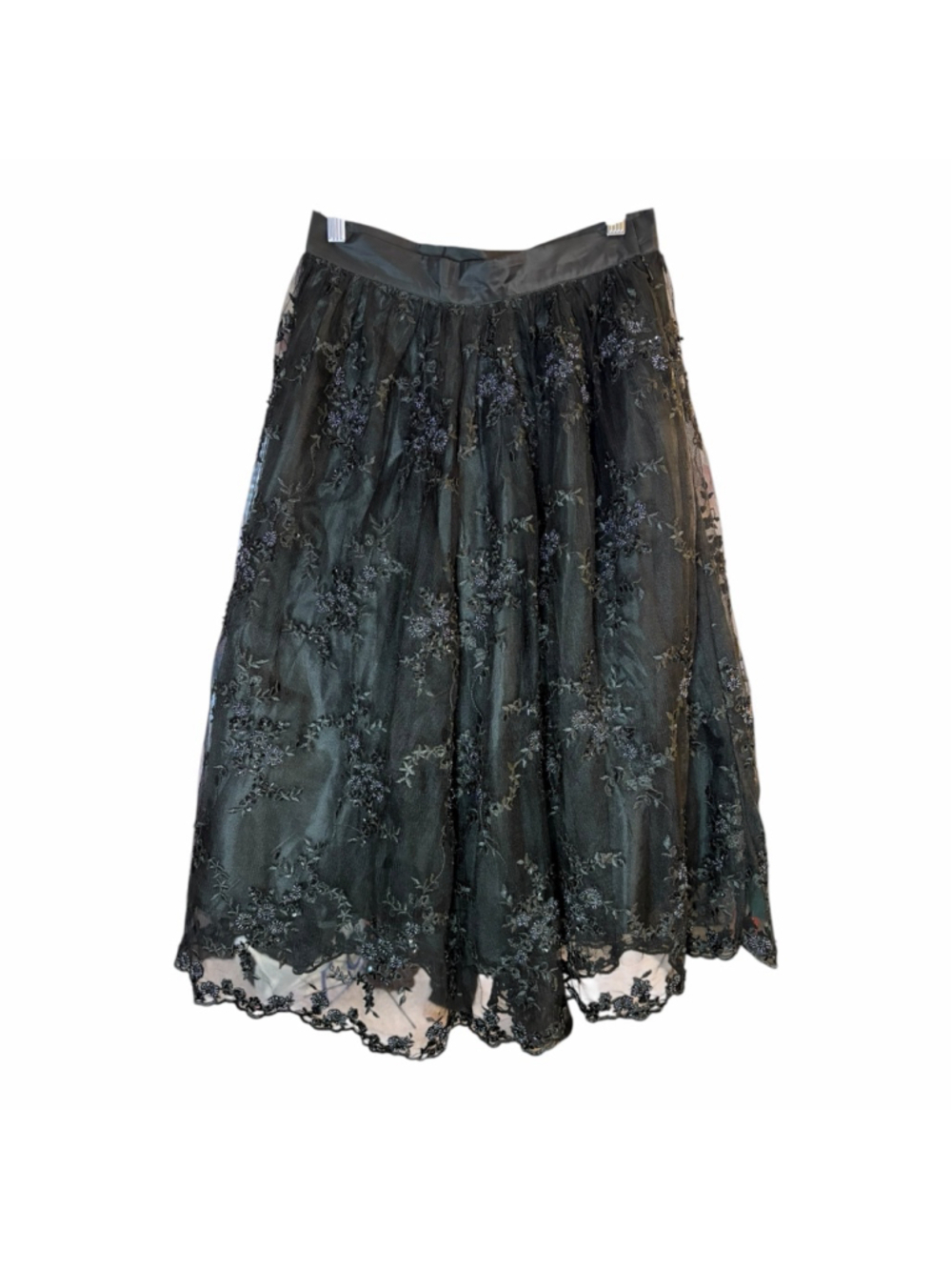 Alexandra Grecco Anthropologie Sz 6 Black Tulle Beaded Embroidered Skirt Tulle - Picture 3 of 9